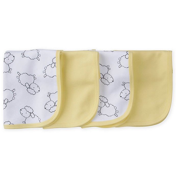 slide 1 of 1, Gerber Terry Cloth Lambs Burp Cloths - Grey/Yellow, 4 ct