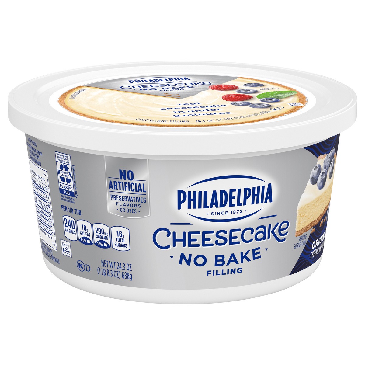 slide 3 of 11, Philadelphia No Bake Original Cheesecake Filling, 24.3 oz Tub, 24.3 oz