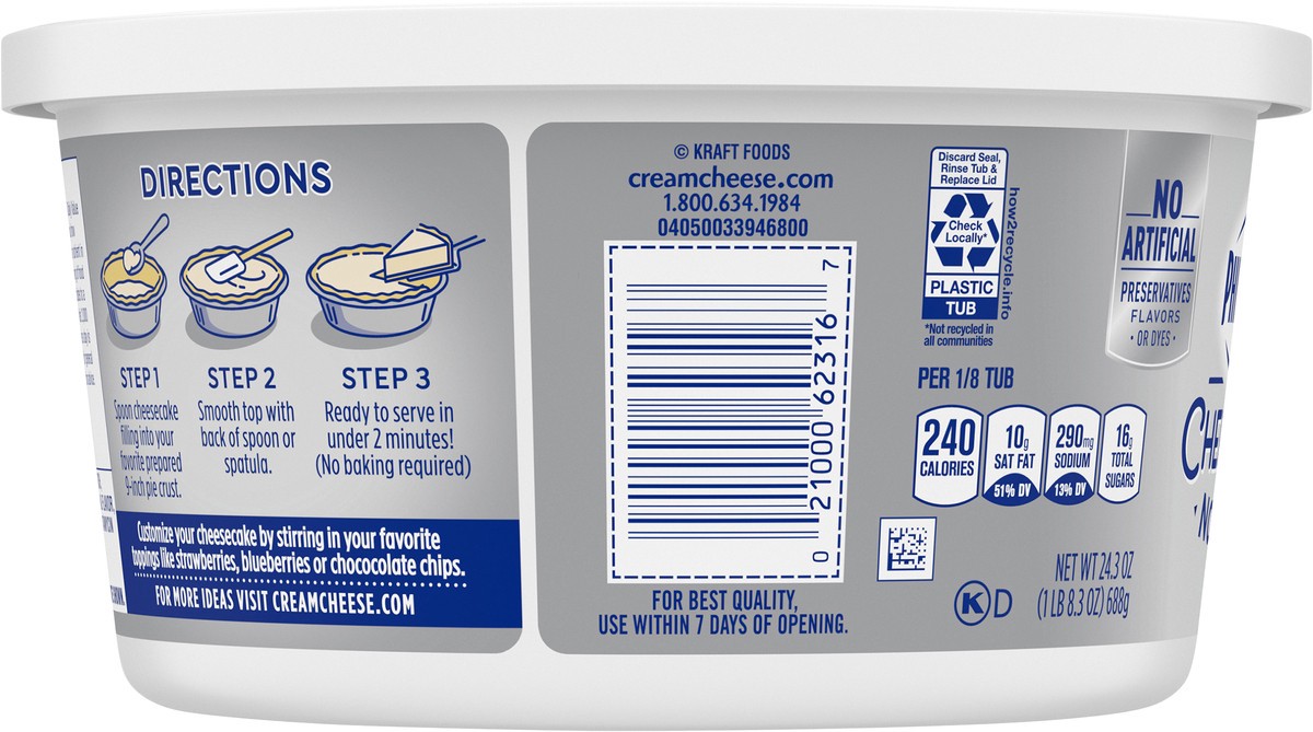 slide 11 of 11, Philadelphia No Bake Original Cheesecake Filling, 24.3 oz Tub, 24.3 oz