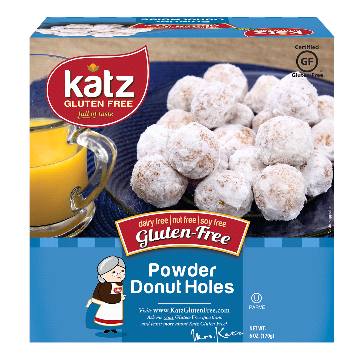 slide 1 of 1, Katz Gluten Free Donut Holes, Gluten Free, Powdered, 6 oz