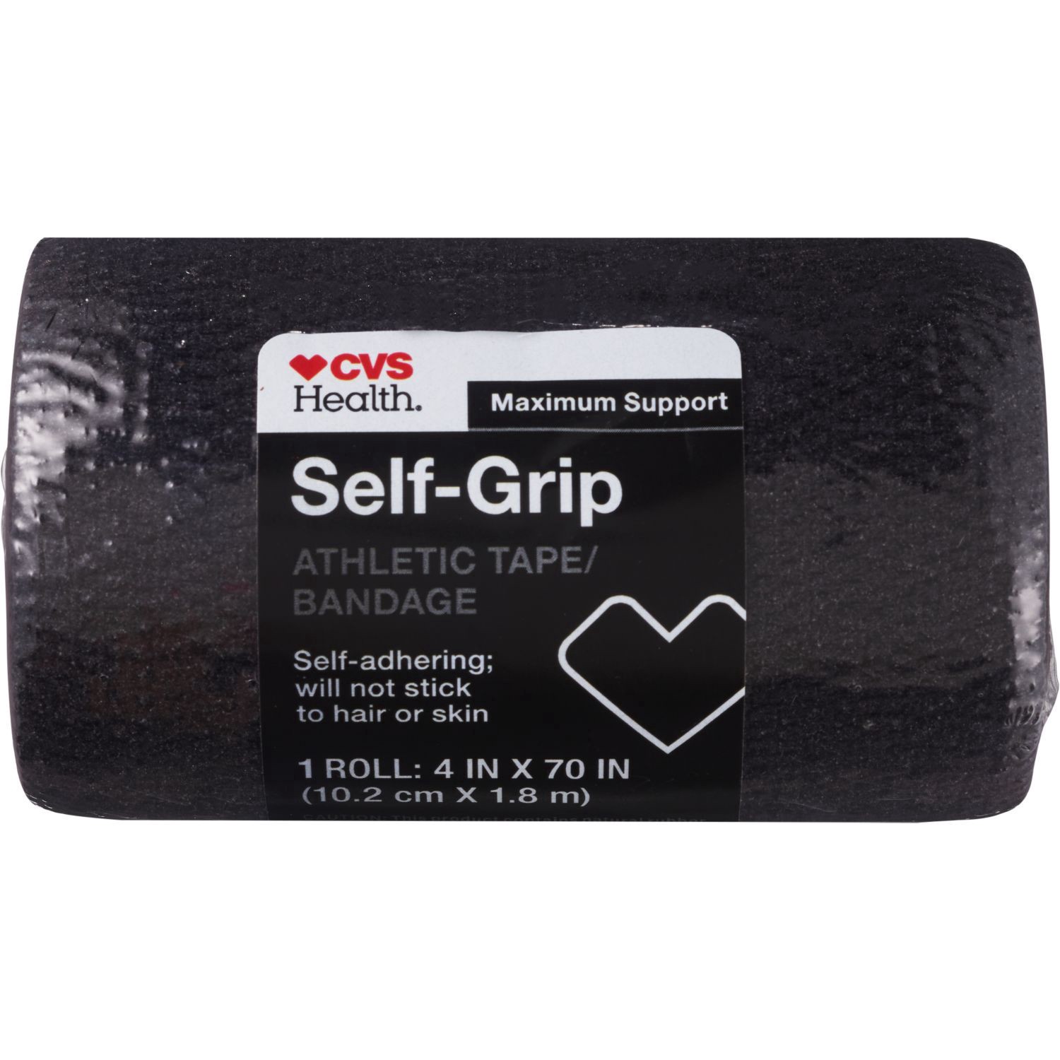 slide 1 of 1, Cvs Health Maximum Strength Self-Grip Athletic Tape, Black, 4In. X 70In., 1 ct