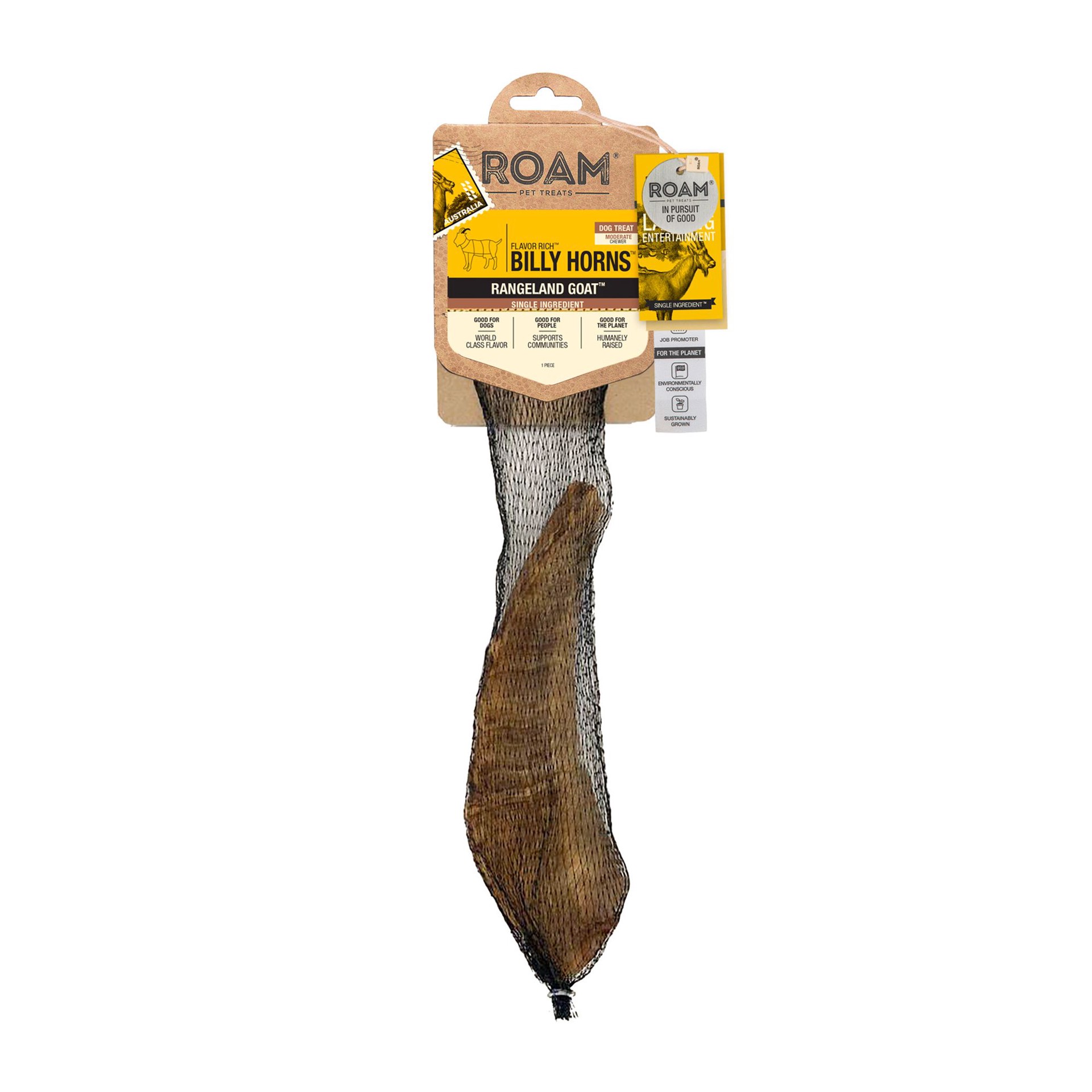 slide 1 of 1, ROAM Exotics Goat Horn Adult Dog Chew Treat, 1 ct