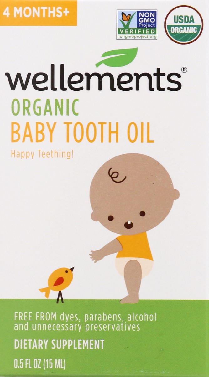 slide 1 of 1, Wellements Organic Baby Tooth Oil, 1 fl oz