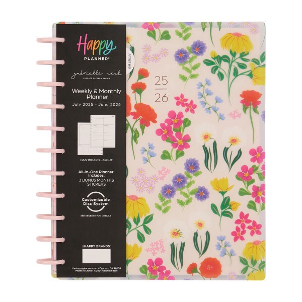slide 8 of 10, 2025-2026 Happy Planner Monthly/Weekly Big Happy Planner, 8-1/2"" x 11"", Bright Bouquet, July 2025 To June 2026, PD0021B014, 1 ct