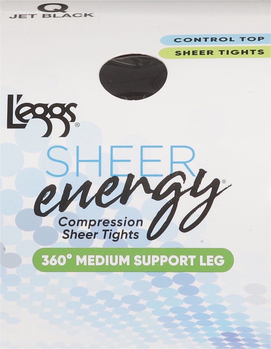 slide 9 of 11, L'eggs Sheer Energy Jet Black 360 Degrees Medium Support Leg Compression Sheer Tights Q 1 ea, 1 ct