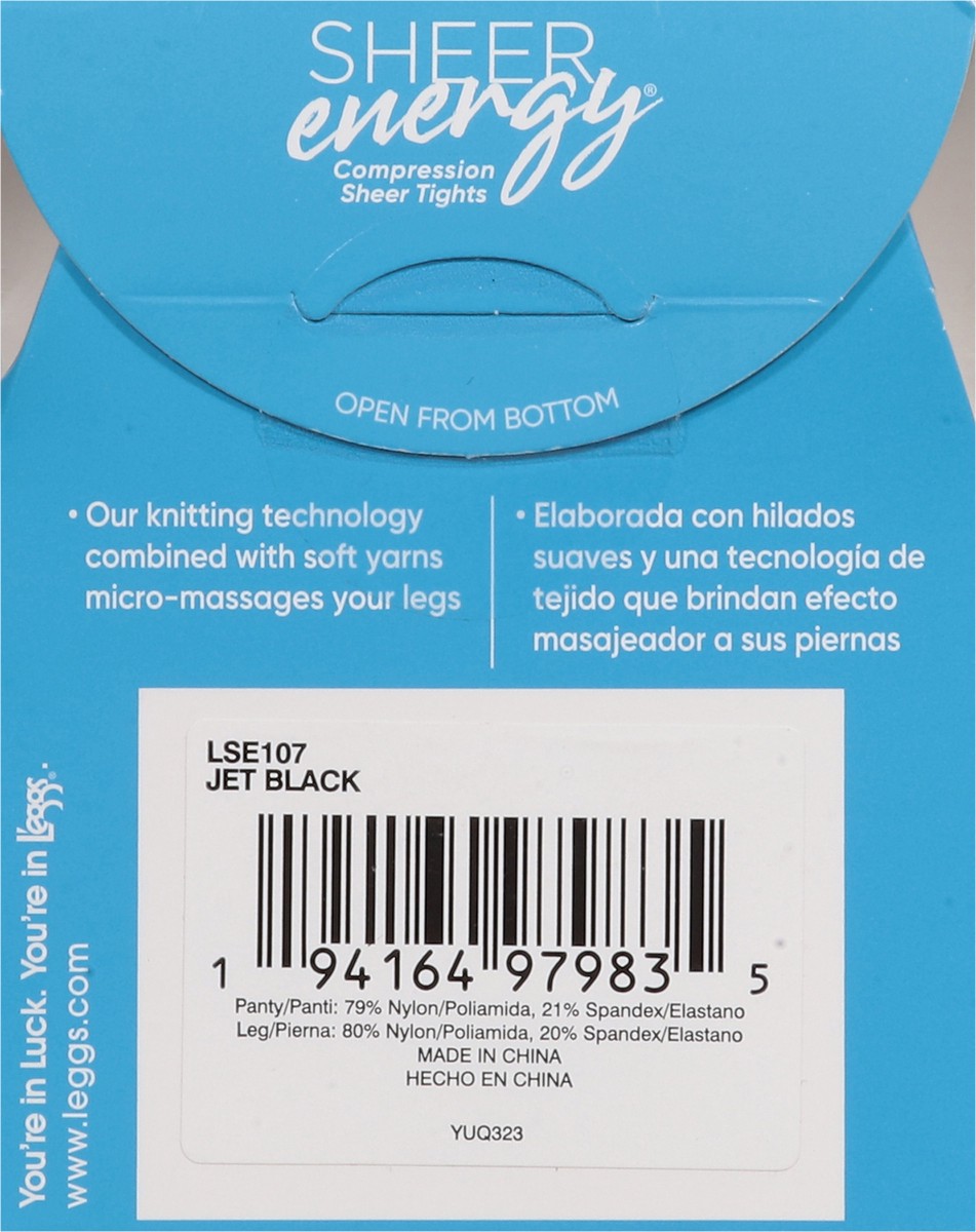 slide 11 of 11, L'eggs Sheer Energy Jet Black 360 Degrees Medium Support Leg Compression Sheer Tights Q 1 ea, 1 ct