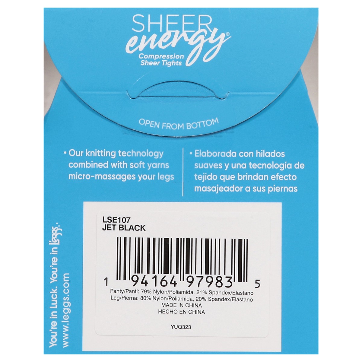 slide 5 of 11, L'eggs Sheer Energy Jet Black 360 Degrees Medium Support Leg Compression Sheer Tights Q 1 ea, 1 ct