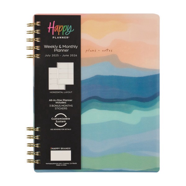 slide 6 of 10, 2025-2026 Happy Planner Monthly/Weekly Classic Customizable Academic Spiral Planner, 7"" x 9-1/4"", Petal Poetry, July 2025 to June 2026, PZ0005C009, 1 ct