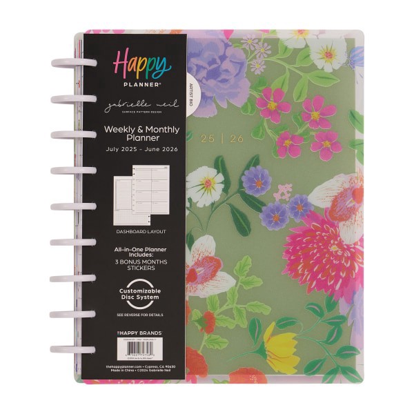 slide 8 of 10, 2025-2026 Happy Planner Monthly/Weekly Classic Happy Planner, 7"" x 9-1/4"", Bright Bouquet, July 2025 To June 2026, PD0024C051, 1 ct
