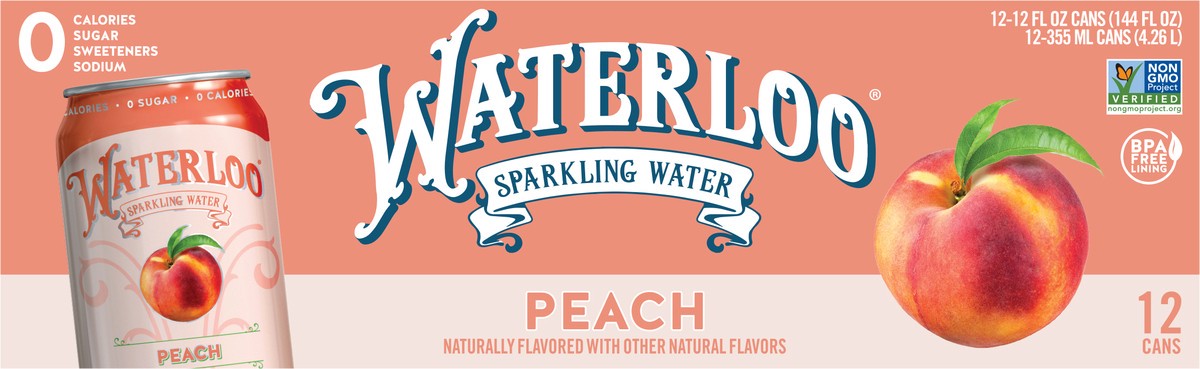 slide 2 of 2, Waterloo Waterloo Peach Sparkling Water - 144 oz, 144 oz