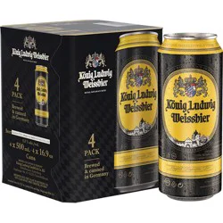 Konig Ludwig Weissbier 4pk 16.9oz Cans - 4-16.9 Fz
