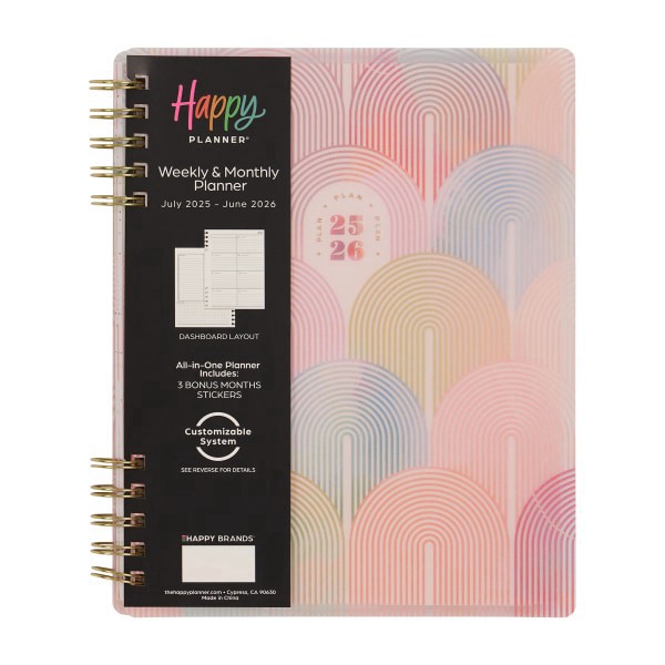slide 10 of 10, 2025-2026 Happy Planner Monthly/Weekly Classic Customizable Academic Spiral Planner, 7"" x 9-1/4"", Spring Sherbert, July 2025 to June 2026, PZ0005C012, 1 ct