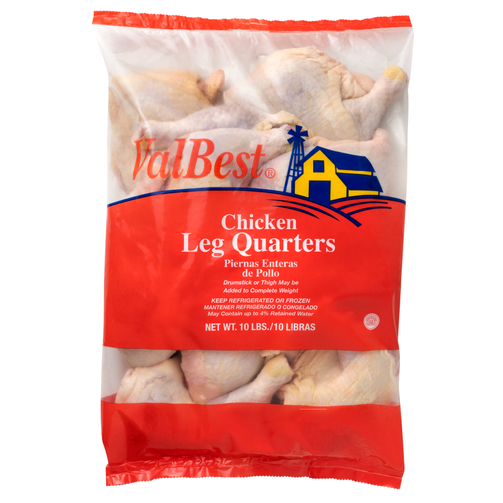 slide 1 of 1, Val Best Frozen Chicken Leg Quarters, 10 lb