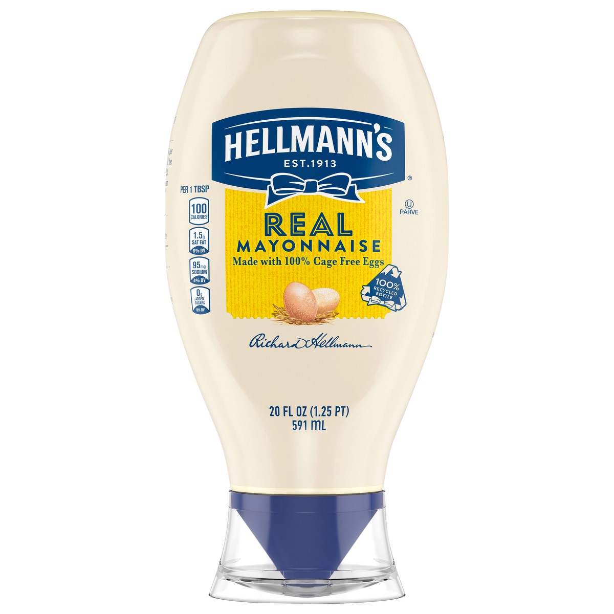 slide 1 of 8, Hellmann's Real Mayonnaise Real Mayo Squeeze Bottle 20 oz, 20 fl oz