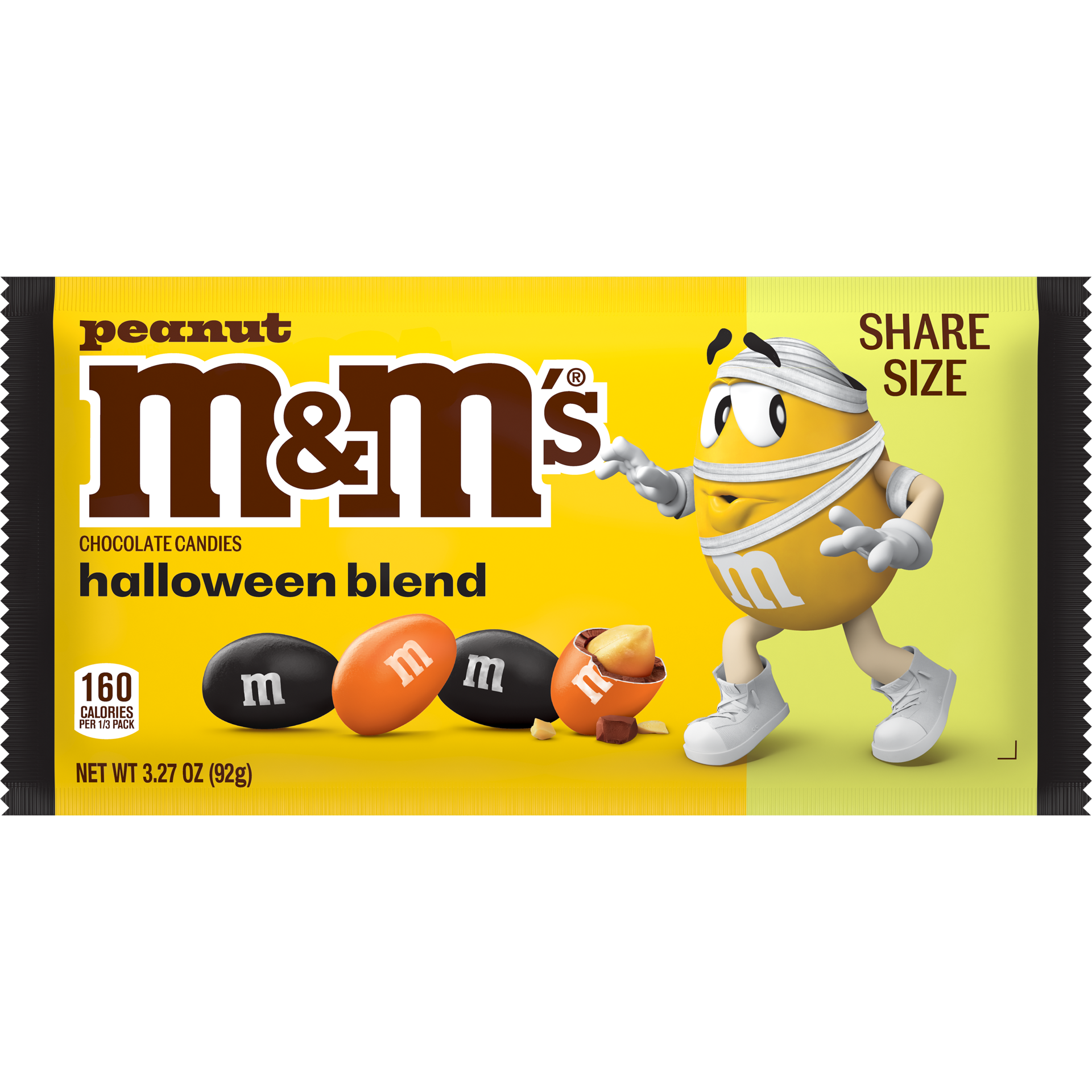 slide 1 of 2, M&M's Peanut Halloween Blend Milk Chocolate Halloween Candy, Share Size, 3.27 Oz Pack, 3 oz