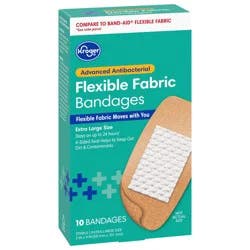 Kroger Advanced Antibacterial Fabric Bandages Extra Large Size