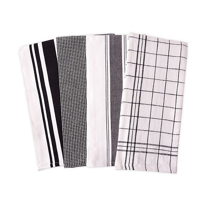 slide 1 of 11, Artisanal Kitchen Supply Flat Kitchen Towels - Black, 4 ct