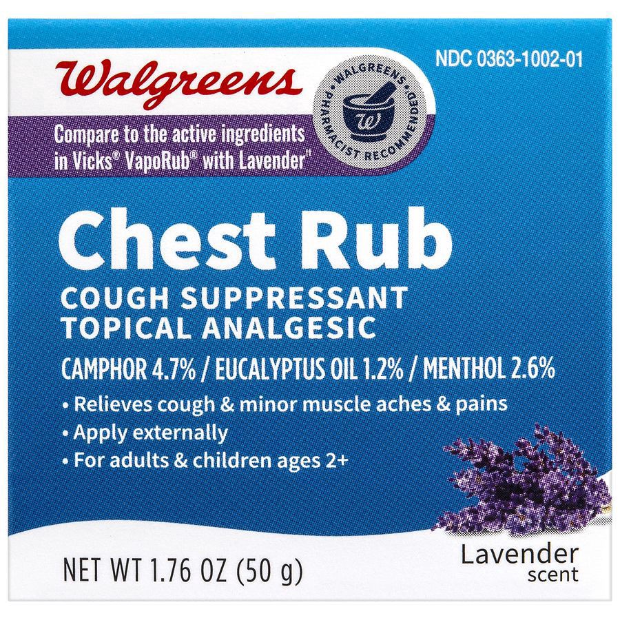 slide 1 of 2, Walgreens Vapor Chest Rub, Cough Suppressant, Topical Analgesic Lavender, 1.76 oz