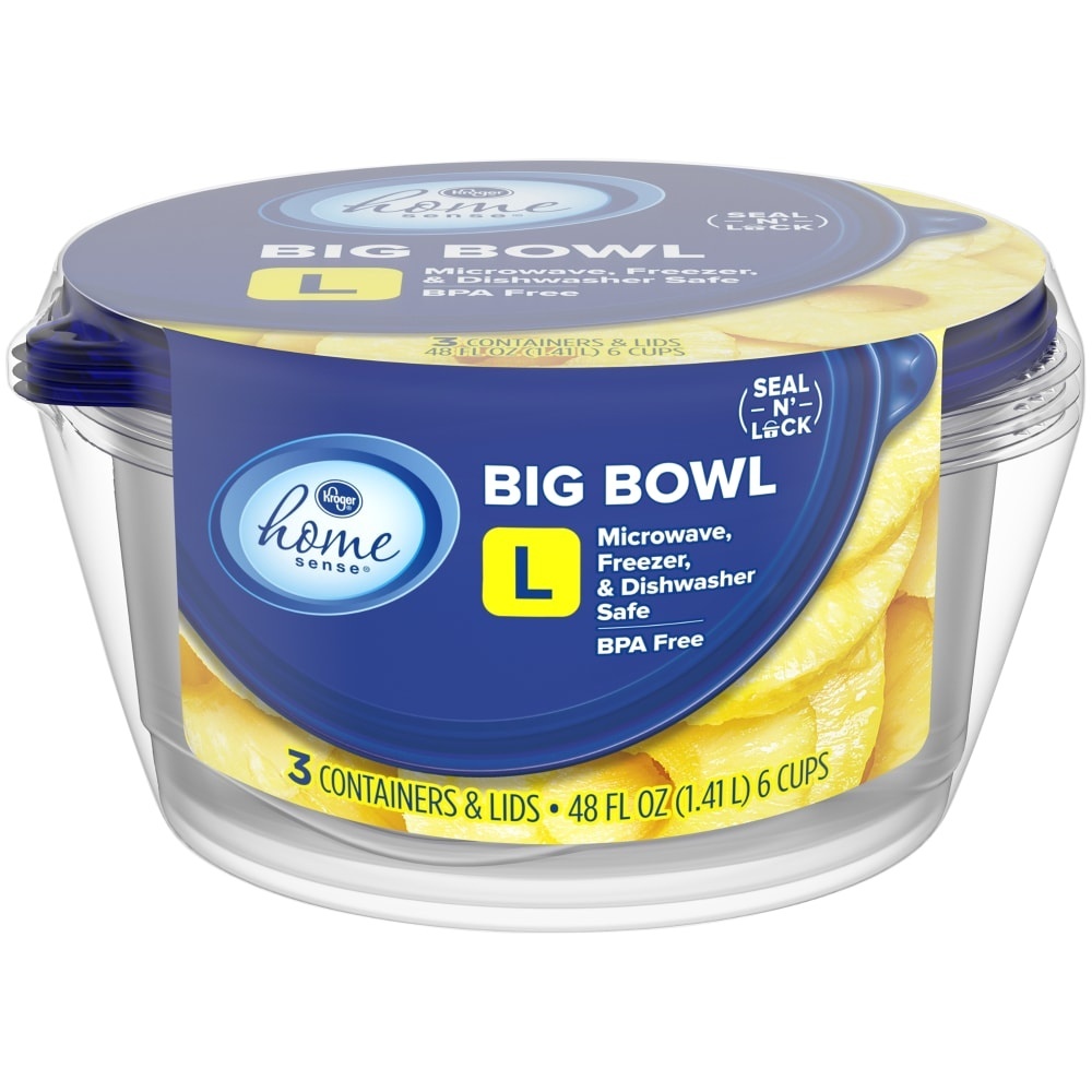 slide 1 of 1, Kroger Home Sense 6 Cup Storage Container With Lid, 3 ct