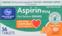 slide 1 of 1, Kroger Aspirin Low Dose Orange Chews, 36 ct