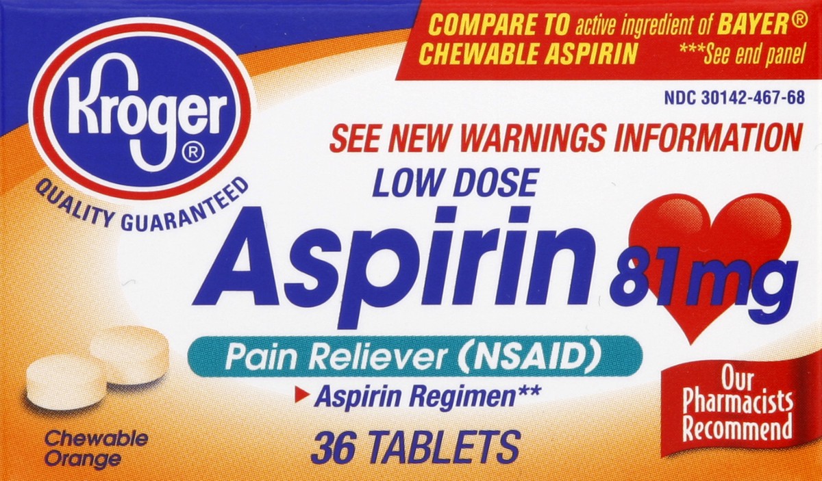 slide 1 of 5, Kroger Aspirin Low Dose Orange Chews, 36 ct