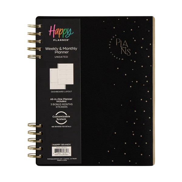 slide 5 of 10, 2025 Happy Planner Monthly/Weekly Classic Customizable Spiral Planner, 7"" x 9-1/4"", Cosmic Plans, Undated, PZ0018C001, 1 ct