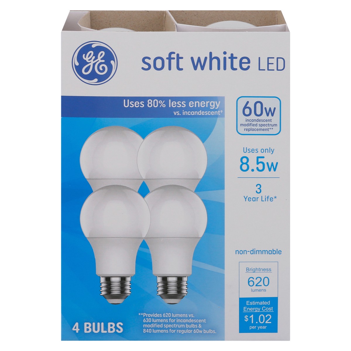 slide 3 of 9, GE 60 Watts Soft White LED Light Bulbs 4 ea, 4 ct