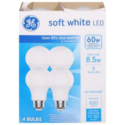 GE 60 Watts Soft White LED Light Bulbs 4 ea