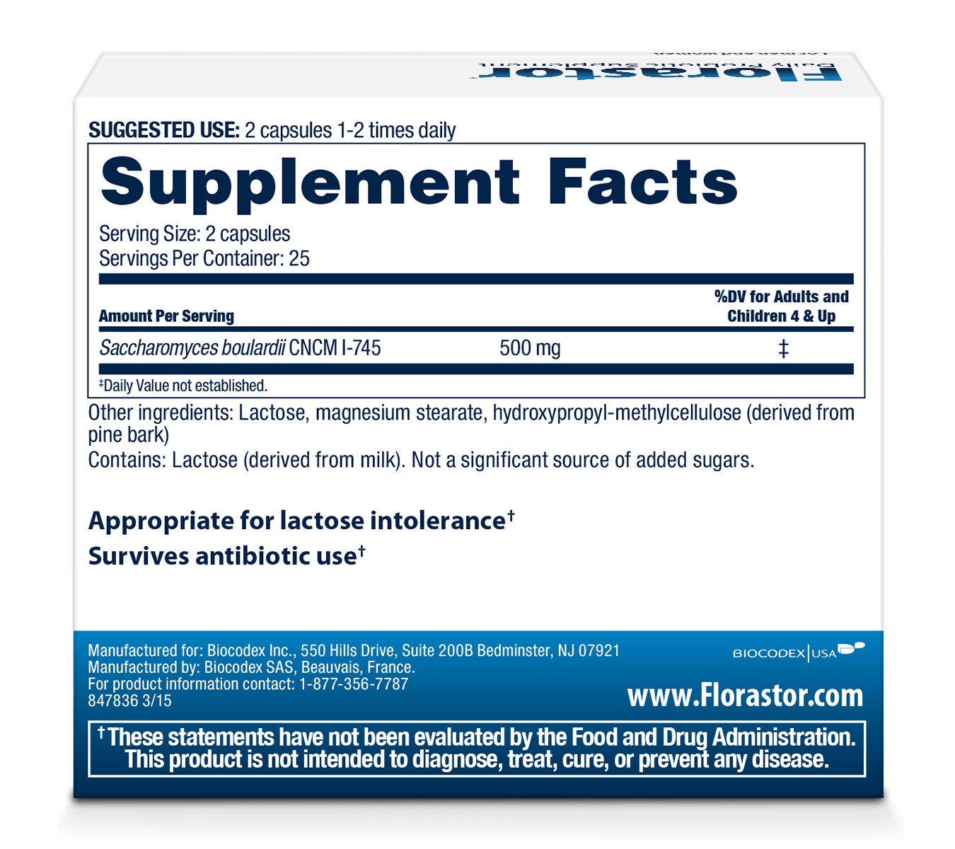 slide 1 of 6, Florastor Daily Probiotic Supplement for Men and Women – Saccharomyces Boulardii CNCM I-745 (250 mg; 50 Capsules), 50 ct; 250 mg