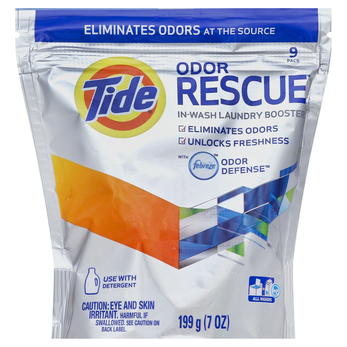 slide 1 of 1, Tide Odor Rescue In-wash Laundry Booster Pacs, 7 oz