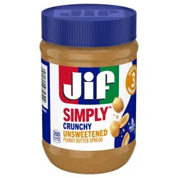 Jif Simply Crunchy Peanut Butter Spread, Unsweetened, 15 Ounces