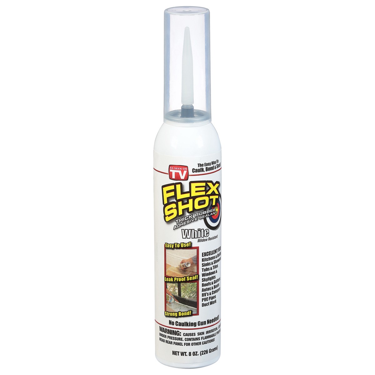 slide 2 of 9, Flex Shot White Thick Rubber Adhesive Sealant 8 oz, 8 oz