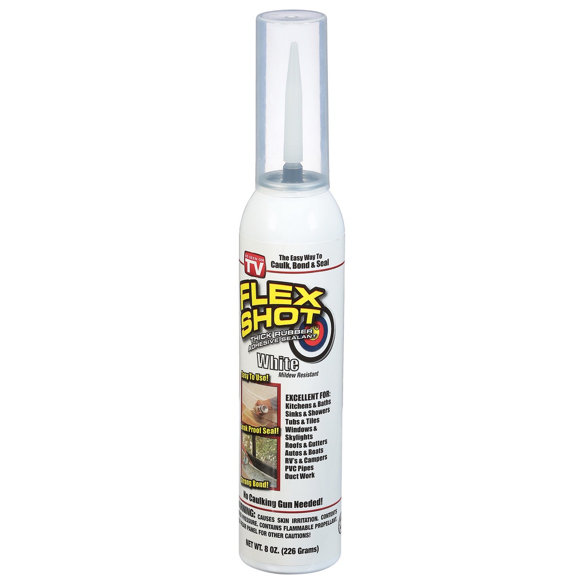 slide 8 of 9, Flex Shot White Thick Rubber Adhesive Sealant 8 oz, 8 oz