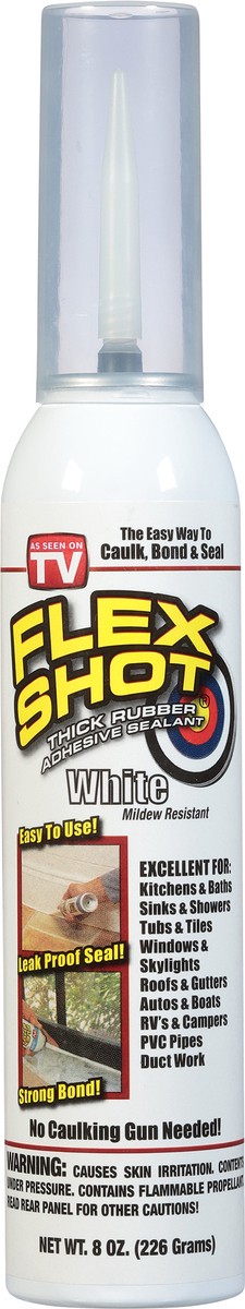 slide 7 of 9, Flex Shot White Thick Rubber Adhesive Sealant 8 oz, 8 oz