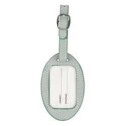 slide 1 of 1, Office Depot Leather Lunch Bag Tag, Oval, 5-1/2'', Green, 1 ct