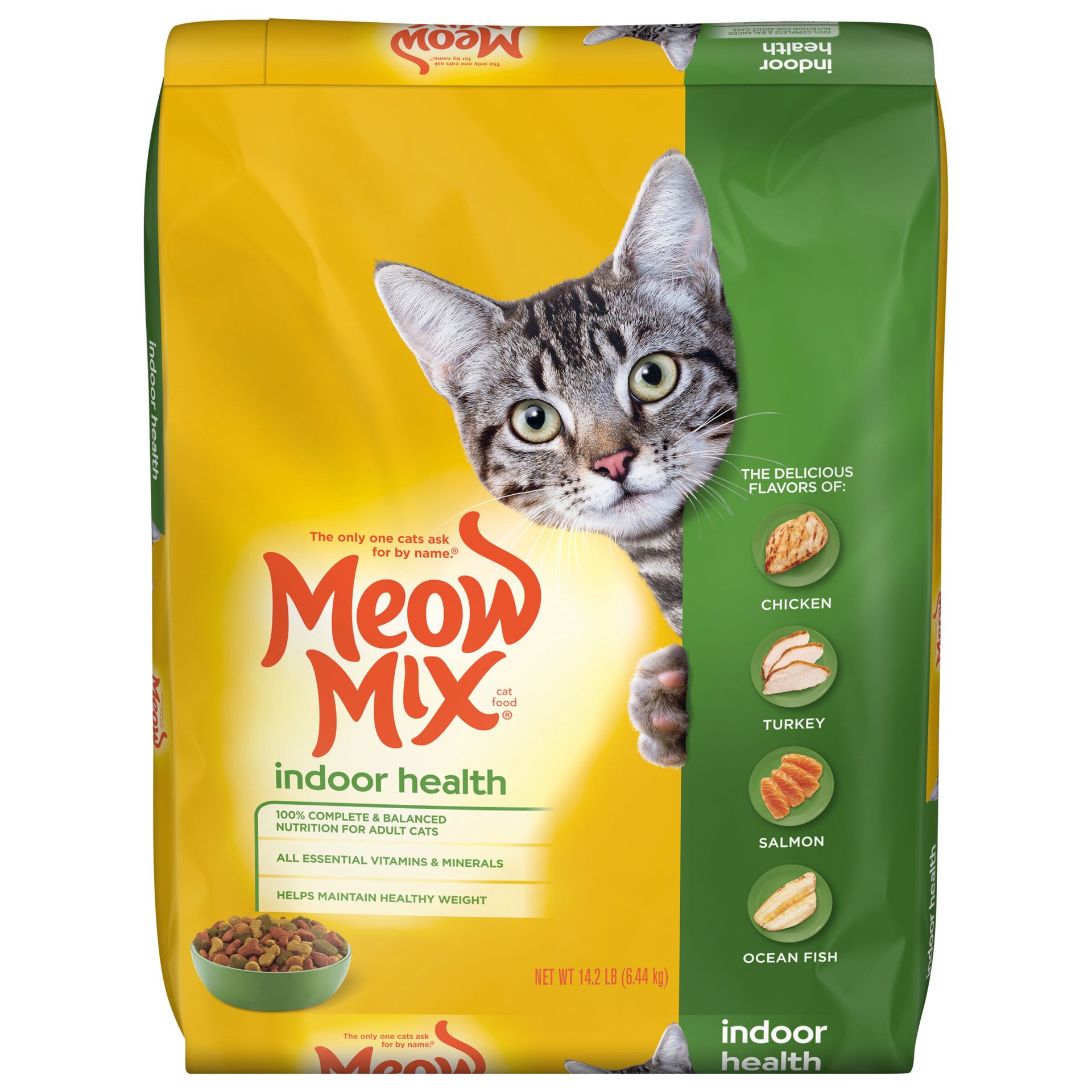 slide 1 of 8, Meow Mix Indoor Health Dry Cat Food, 14.2 lb