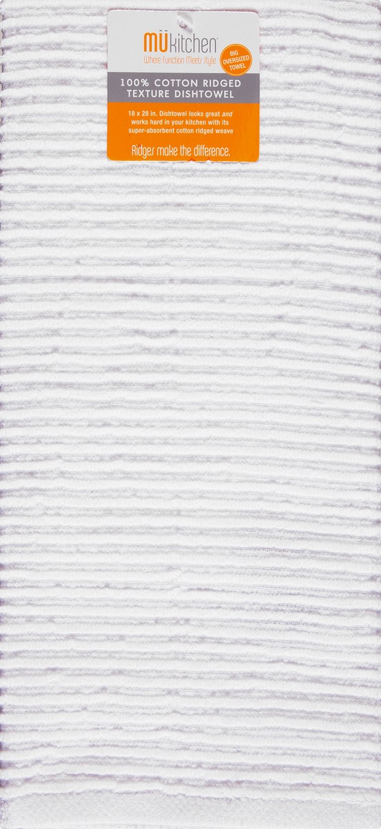 slide 1 of 9, MÜkitchen White 100% Cotton Ridged Texture Dishtowel 1 ea, 1 ct