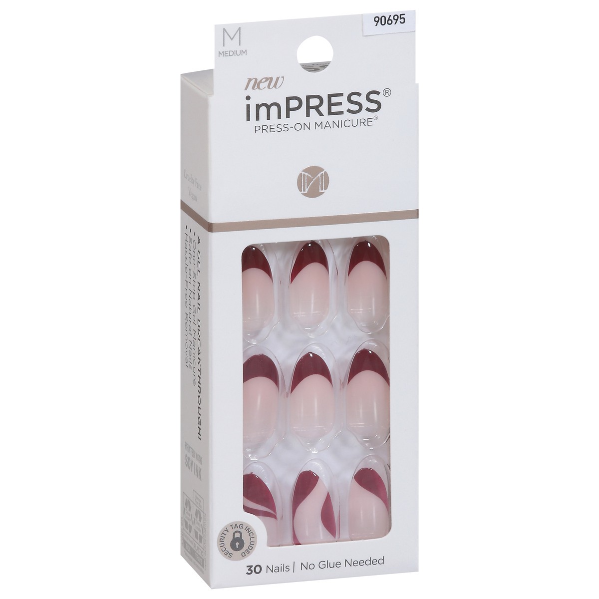 slide 7 of 9, imPRESS Press-On Nails, No Glue Needed, Deep Red, Medium Length, Almond Shape, 33 Ct., 33 ct