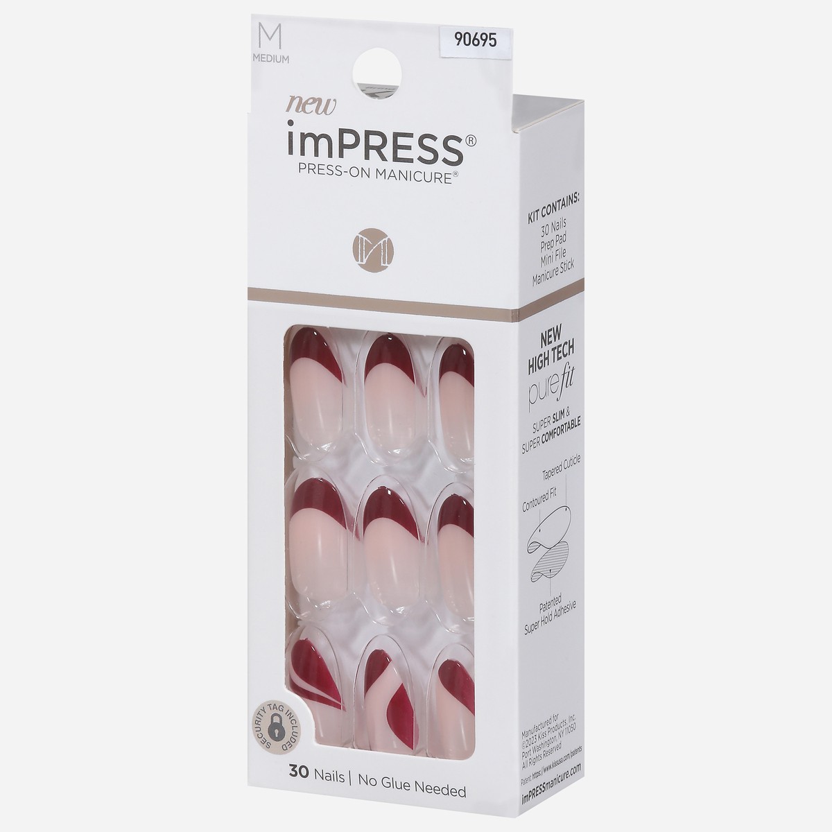 slide 5 of 9, imPRESS Press-On Nails, No Glue Needed, Deep Red, Medium Length, Almond Shape, 33 Ct., 33 ct