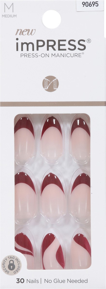 slide 6 of 9, imPRESS Press-On Nails, No Glue Needed, Deep Red, Medium Length, Almond Shape, 33 Ct., 33 ct