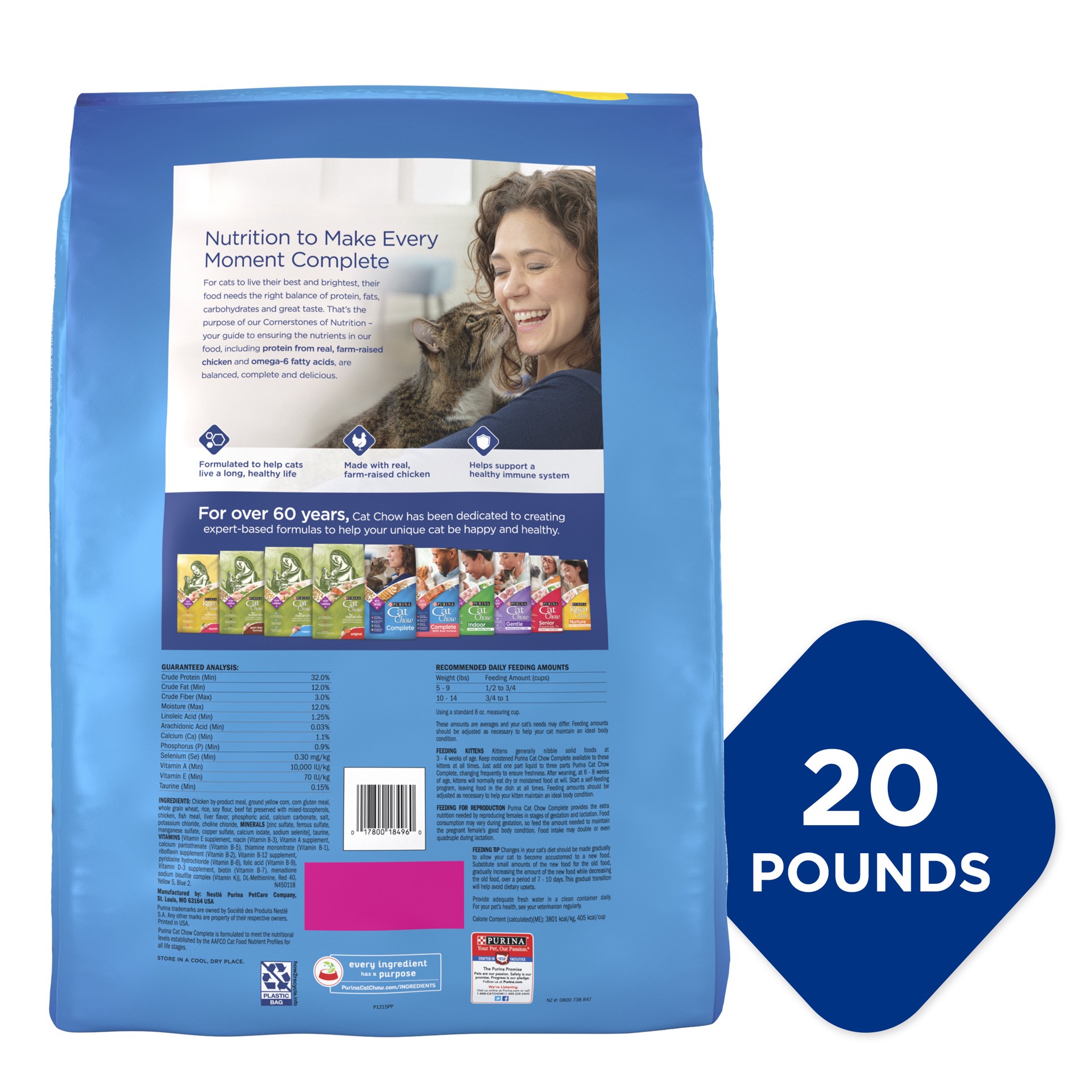 slide 7 of 9, Cat Chow Purina Cat Chow Complete High Protein Dry Cat Food With Real Chicken - 20 lb. Bag, 20 lb