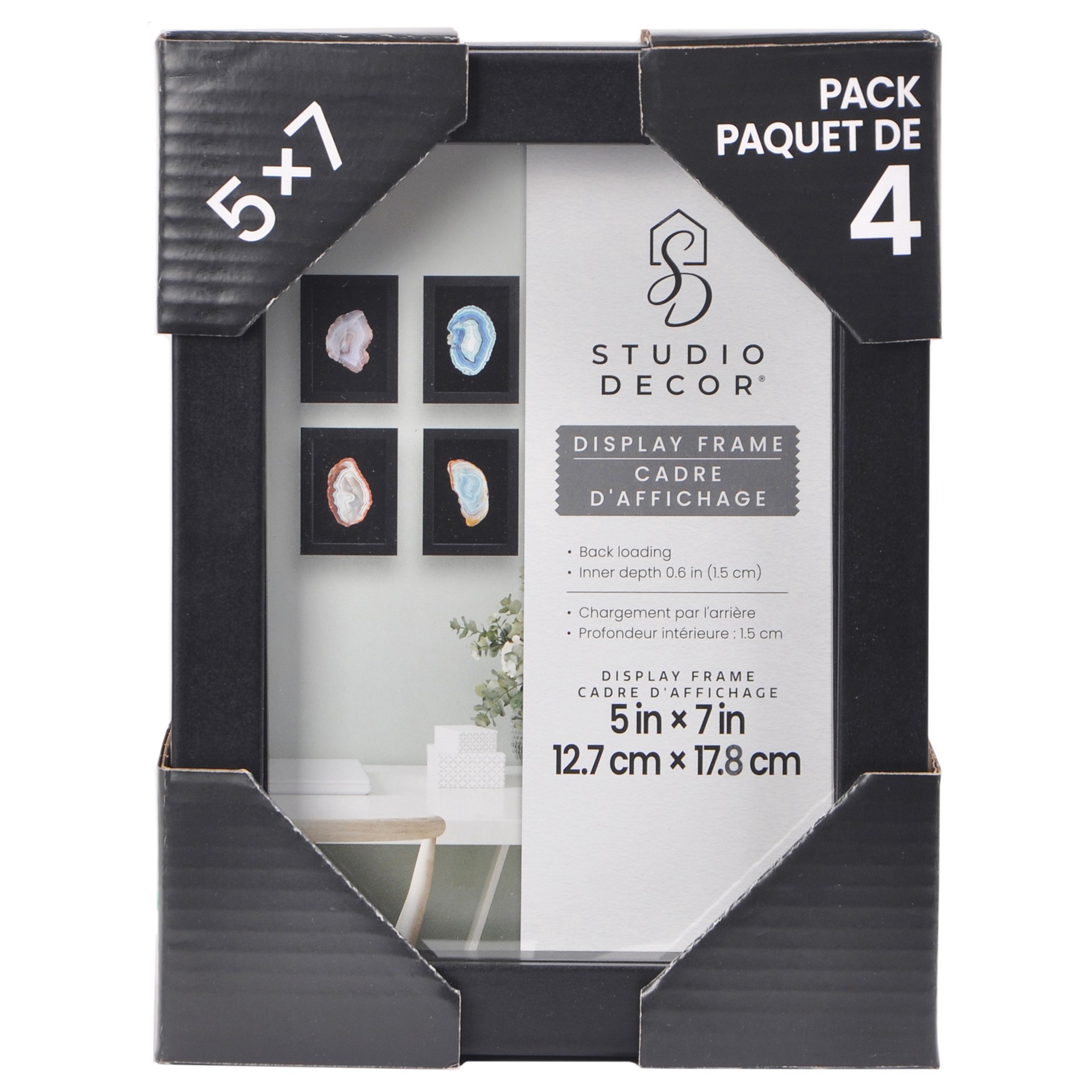 slide 3 of 7, 4 Pack 5" X 7" Black Back Loading Shadow Box By Studio Decor, 5 in x 7 in