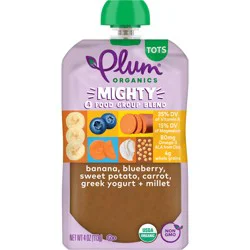 Plum Organics Tots Banana, Blueberry, Sweet Potato, Carrot, Greek Yogurt + Millet 4oz Pouch
