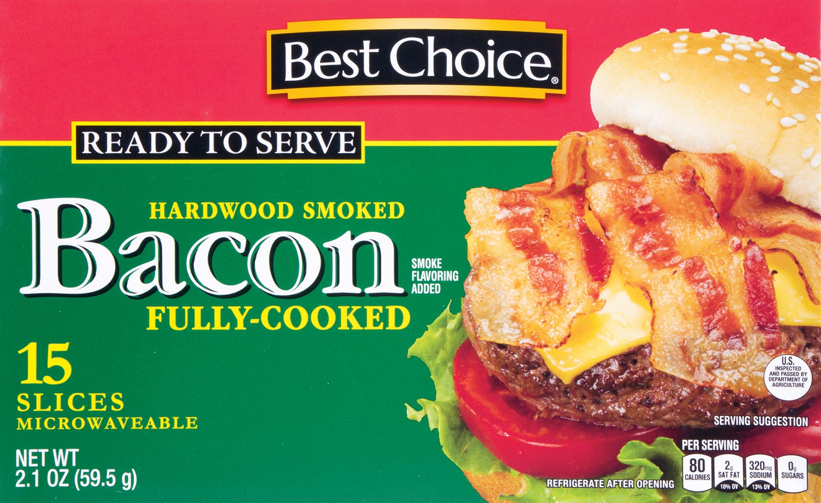 slide 1 of 1, Best Choice Readytoserve Hardwood Smoked Bacon, 2.1 oz