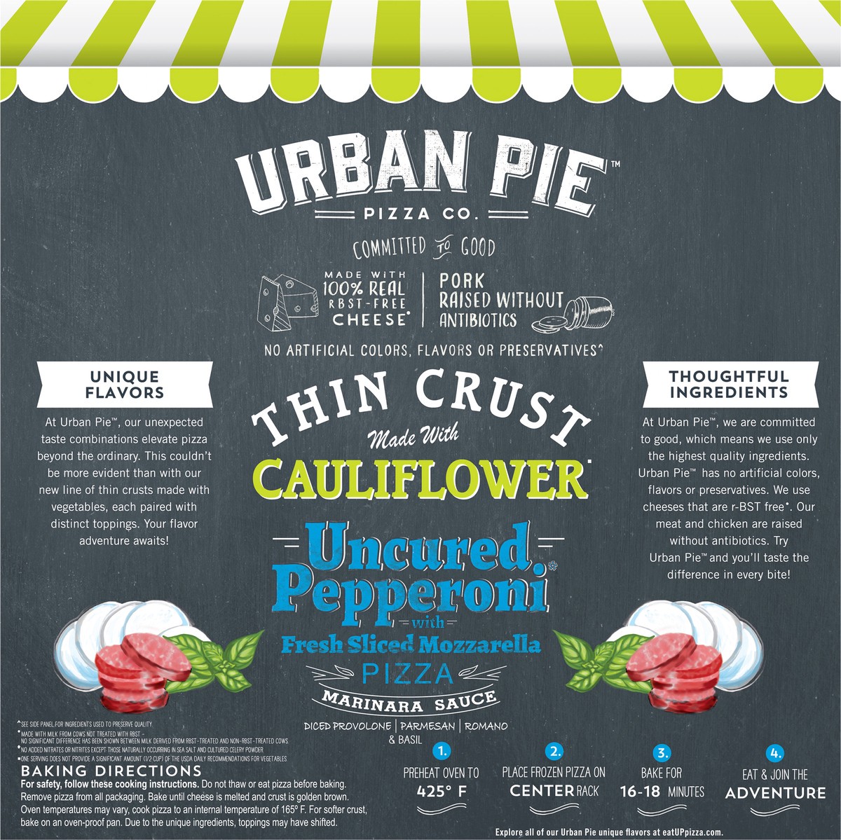 slide 12 of 13, Urban Pie Pizza Co. Thin Crust Uncured Pepperoni Pizza 18.35 oz, 18.35 oz