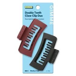 Gimme Claw Clip Medium Double Teeth Black/Wine, 2 ct
