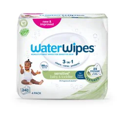WaterWipes Sensitive+ Baby & Toddler Wipes, Unscented Sensitive Skin
