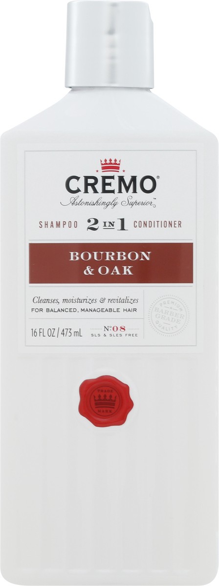 slide 1 of 5, Cremo 2-In-1 Shampoo & Conditioner, Burbon & Oak, 16 Oz, 1 ct