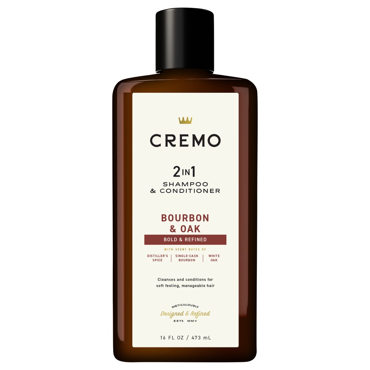 slide 1 of 5, Cremo Bourbon & Oak 2in1 Shampoo & Conditioner, 16oz, 1 ct