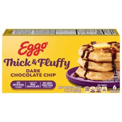 Eggo Thick and Fluffy Frozen Waffles, Frozen Breakfast, Breakfast Food, Dark Chocolate Chip, 11.6oz Box, 6 Waffles